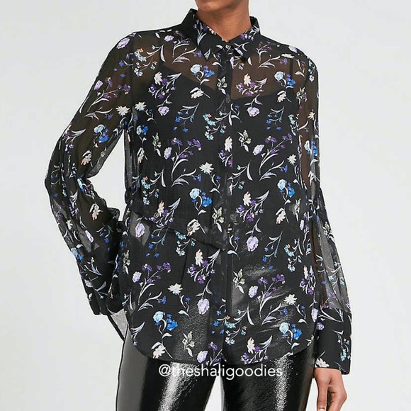 3.1 PHILLIP LIM Floral Silk Chiffon Shirt Top - Picture 1 of 10